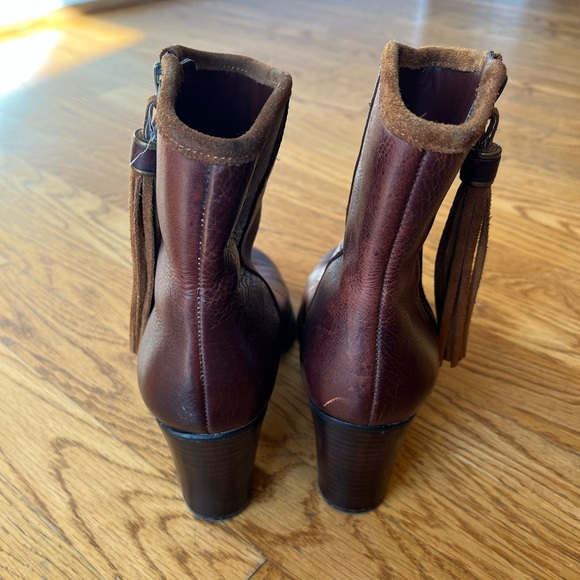 Ralph Lauren Carah Ankle Boots Tassel Fringe Brown - Picture 2 of 10